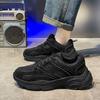Men's All-Black Summer 2025 Sneakers: Casual Teen Running Shoes with Thick Soles
