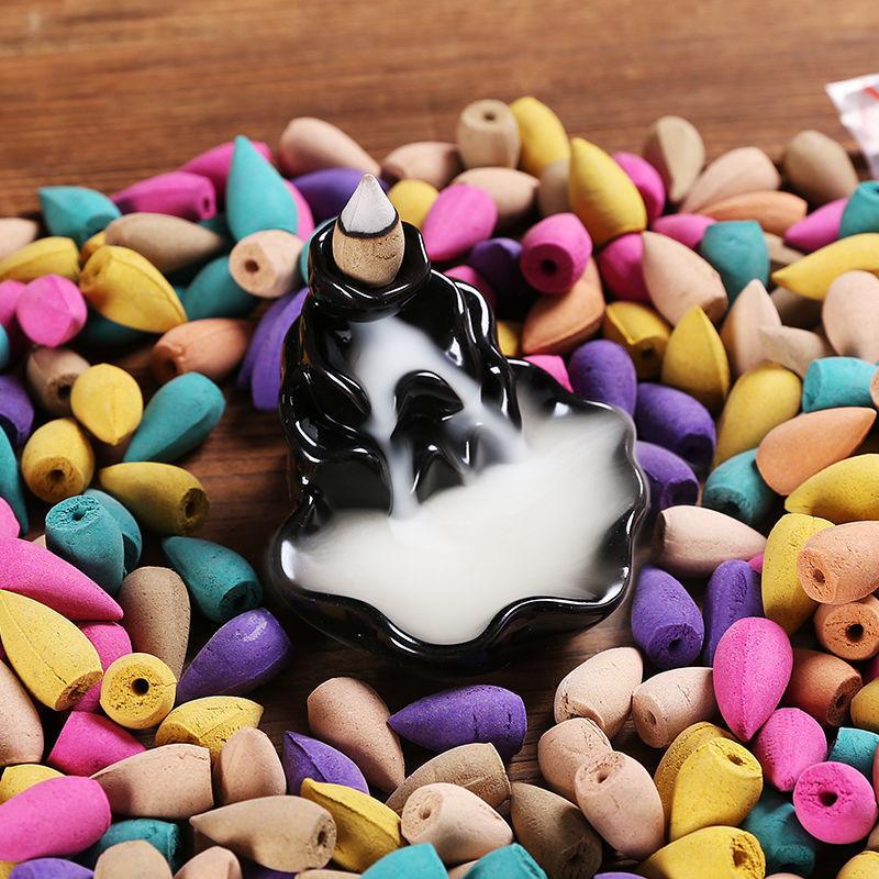 50/100 шт. Конусы для обратного потока ароматических палочек, Ароматерапия, Смешанные ароматы, Бесплатный подарок: Держатель-подставка для благовоний «Водопад», Украшение для домашнего декора