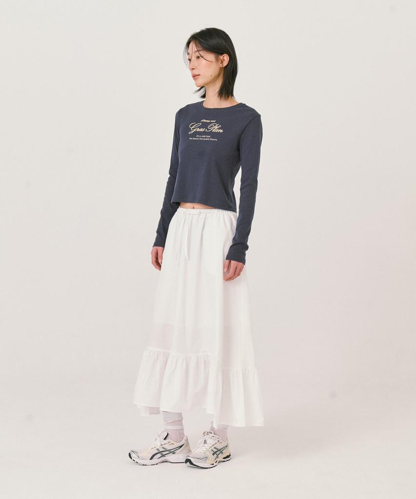 GRASPLAN Shirring Long Skirt_White