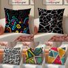 Geometrische Graffiti Kissen Kunst Dekor Kissenbezug Kissenbezug Kurzer Plüsch Versteckter Reißverschluss Zimmer Sofa Kissenbezug
