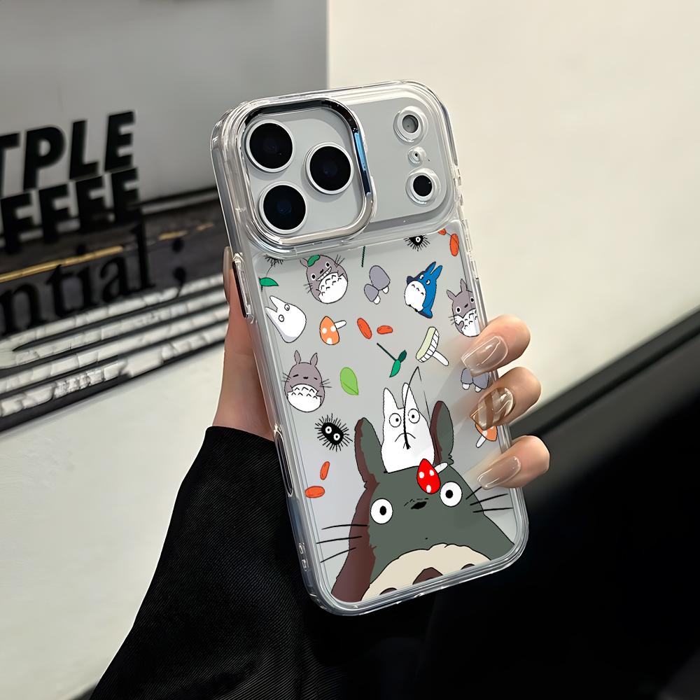 Cute Cartoon Totoros Phone Case for Apple iPhone 17 Air 16 16e 15 14 13 12 11 Pro Max X Xs XR 8 Plus Luxury Clear Cover