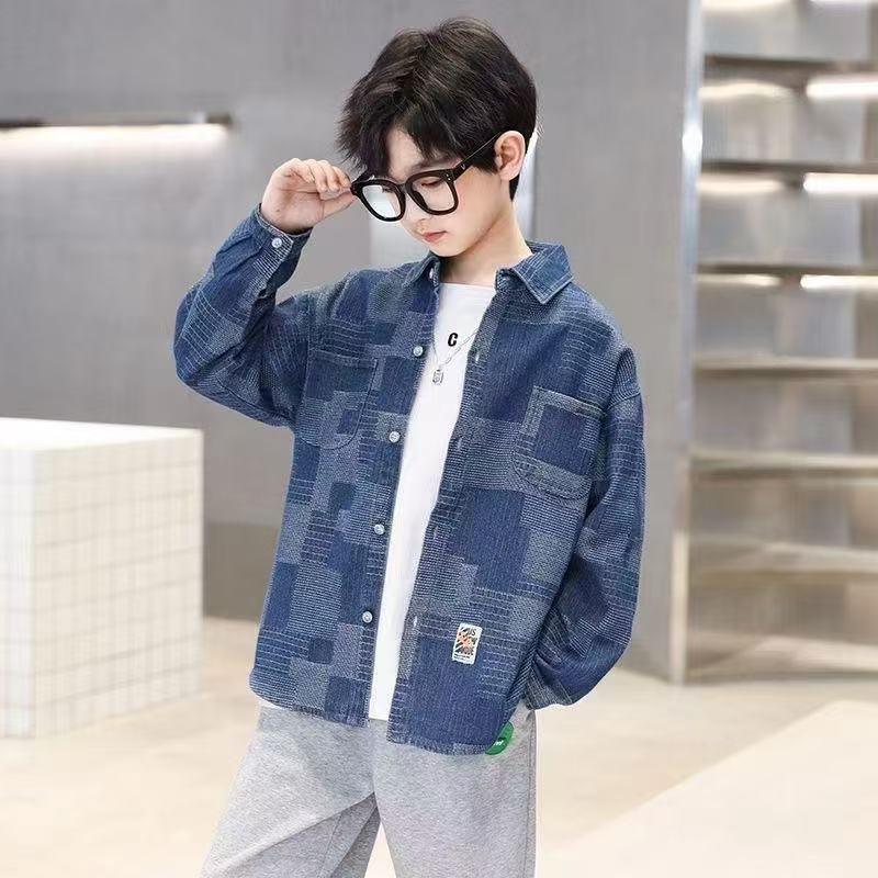 Boys' Long Sleeve Denim Shirt - 2026 Spring/Autumn Casual Cardigan Jacket