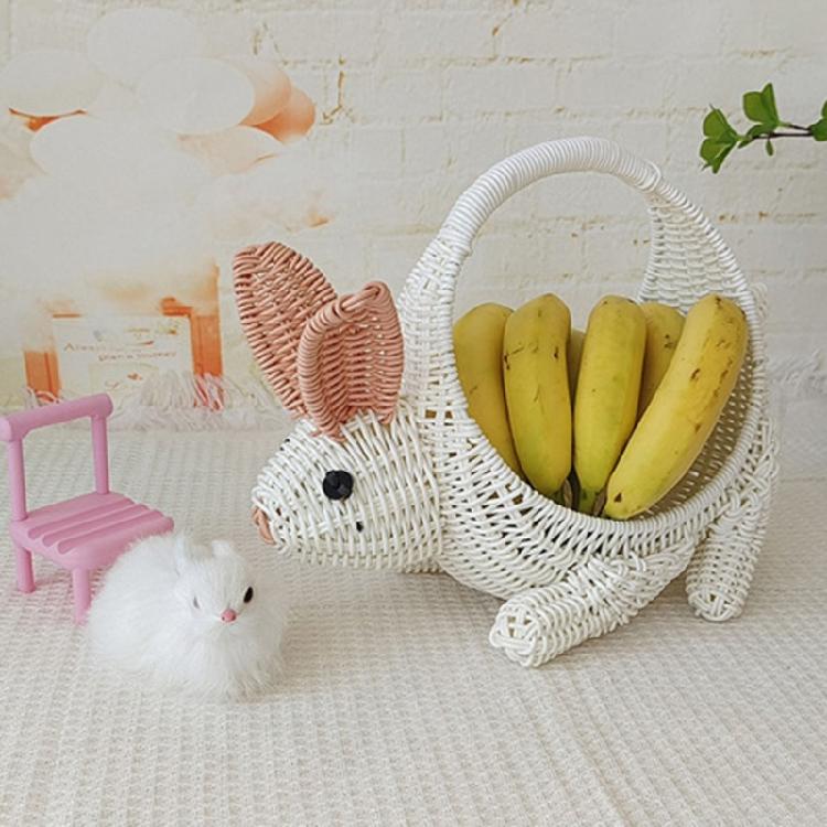 Practical Woven Flower Basket Bunnies Shaped Sturdy Plastic Container Craft Supplies for Wedding and Office Storage