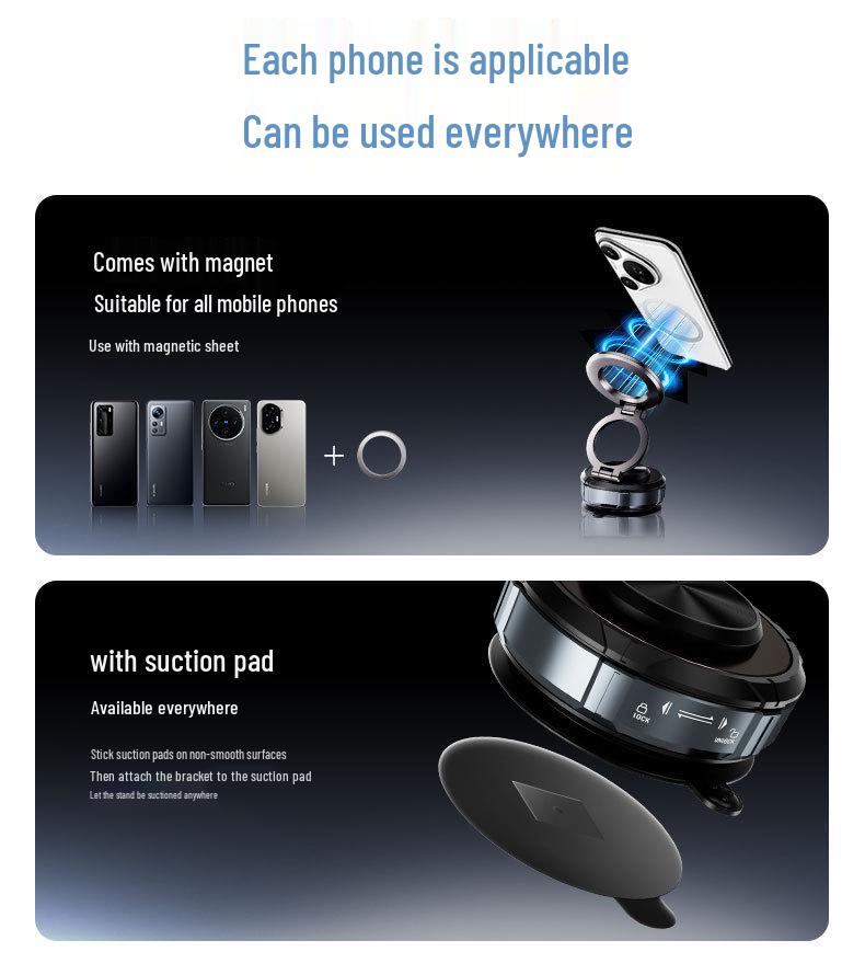 Car Vacuum Magnetic Dashboard Mount - Rotating, Multi-functional Phone Holder