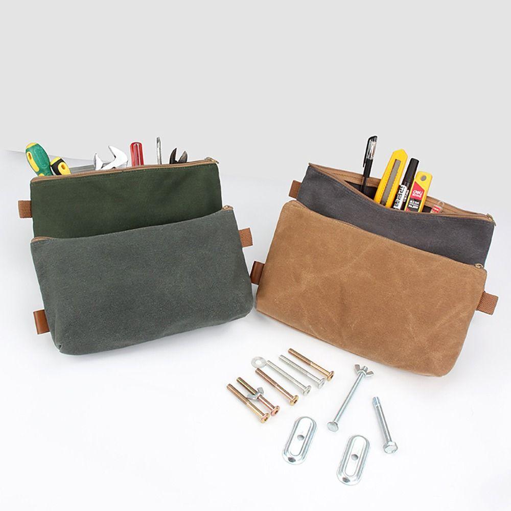 

Durable Tool Pouch Waxed Canvas Zipper Bags Accessories Tools Organizer