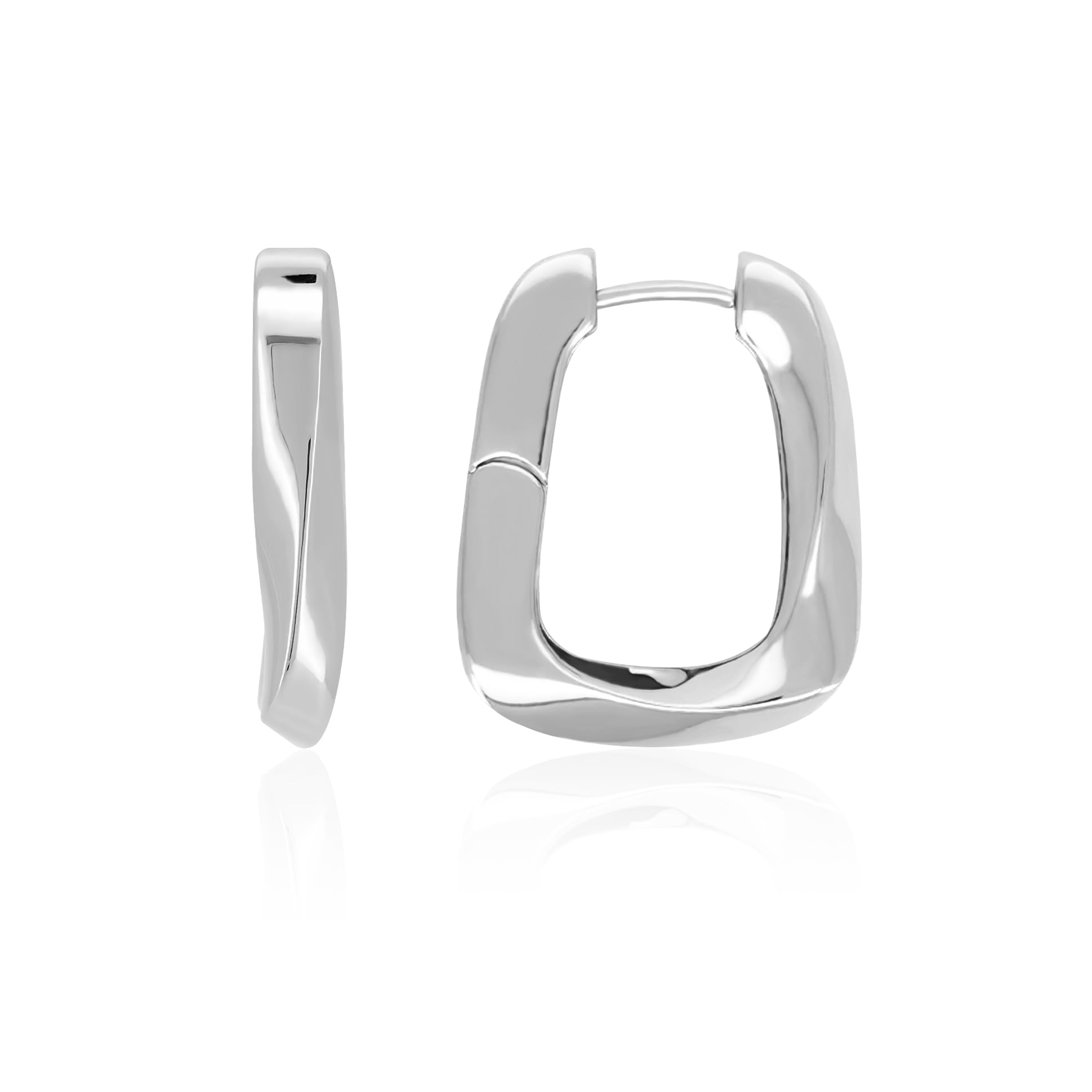 

Hoop Silver Jewelry FH.bird Earrings, Non-Stick Earrings, Large, [Square], 925, Hypoallergenic, Women s, Adult, Stylish, 20s, 30s, 40s, Gift, Women s