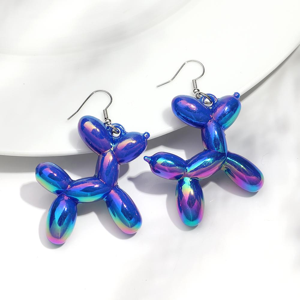 Trendige bunte Acryl-Ballonhund-Hängeohrringe für Damen Mädchen Neue Süße 3D-Welpen-Hängeohrringe Kreativer Schmuck Geschenke