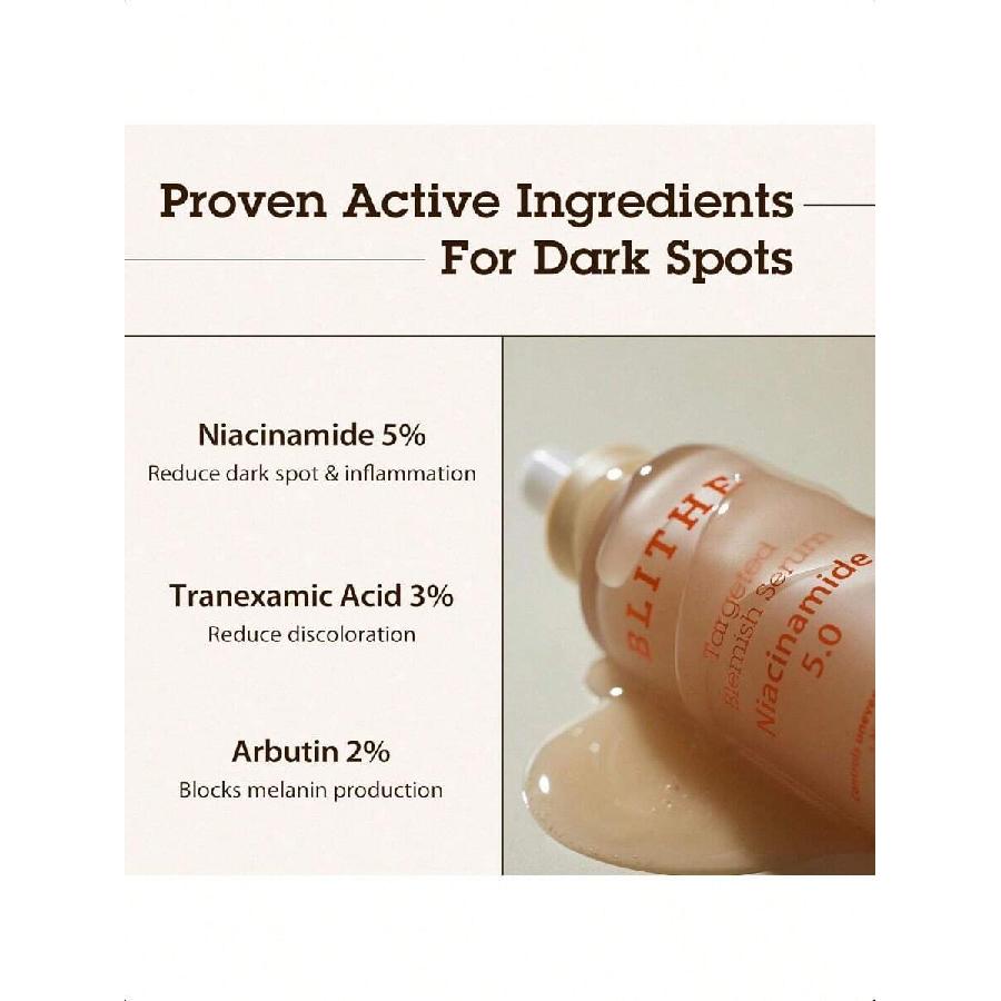 Blithe Niacinamide 5% + Tranexamic Acid 3% Serum 30ml , Dark Spot Corrector - Vitamin B3 Niacinamide For Face, Skin Soothing Cica & Allantoin