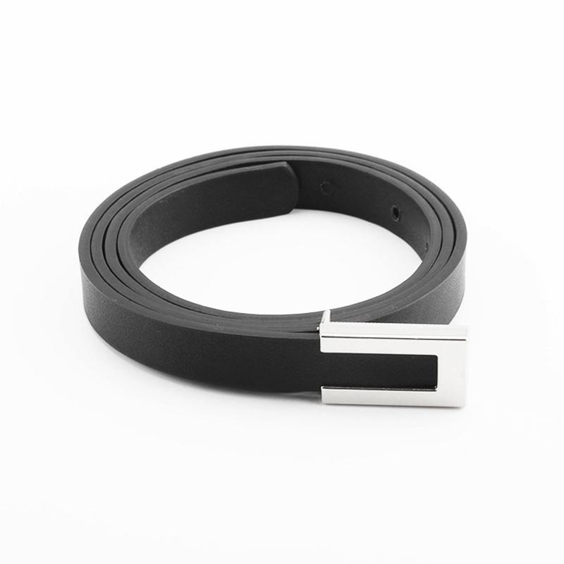 Women Thin Belt Metal Buckle Ladies Trouser Dress Decoration Waistband Vintage Casual Pu Leather Waist Belt