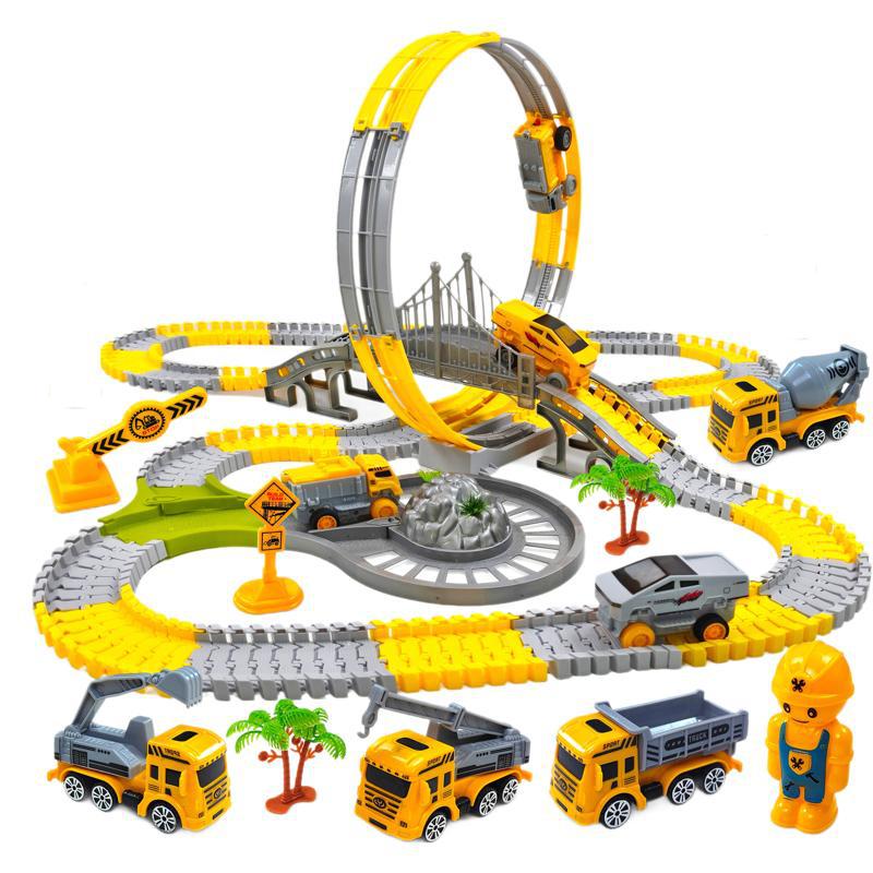 Rail Cartoon Car Engineering Assembly Model Toy Creative Fun Interactive Assembly Train Track Model Family Companion Toy Gifts