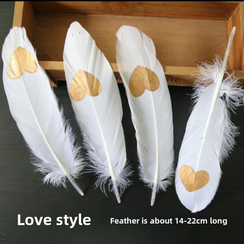 DIY Feather Jewelry Accessories: Large Floating Gold Feather, Small Straight Knife, Spray Gold Gradient Feather