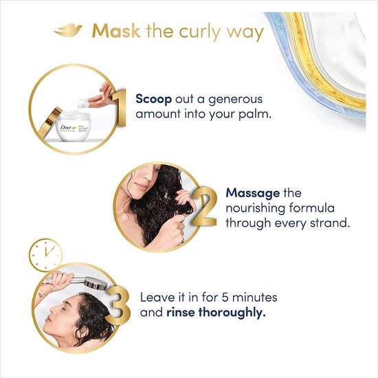 Dove Beautiful Curls Masque Capillaire Miracle Hydratation Profonde Parfum Floral Pour Cheveux Bouclés 300 Millilitres