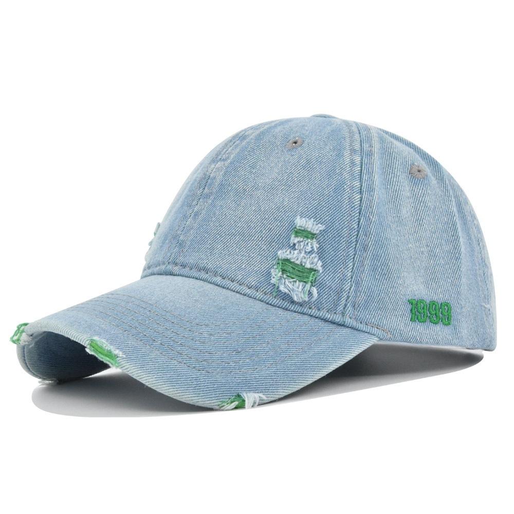 Retro Cowboy Hat Embroider Baseball Cap Washed Hole Peaked Cap Old Sun Hat Curved Brim Hat Cotton No