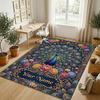 Floral Garden Theme Crystal Velvet Rug Personalized Custom Name Text Soft Floor Mat Home Decor