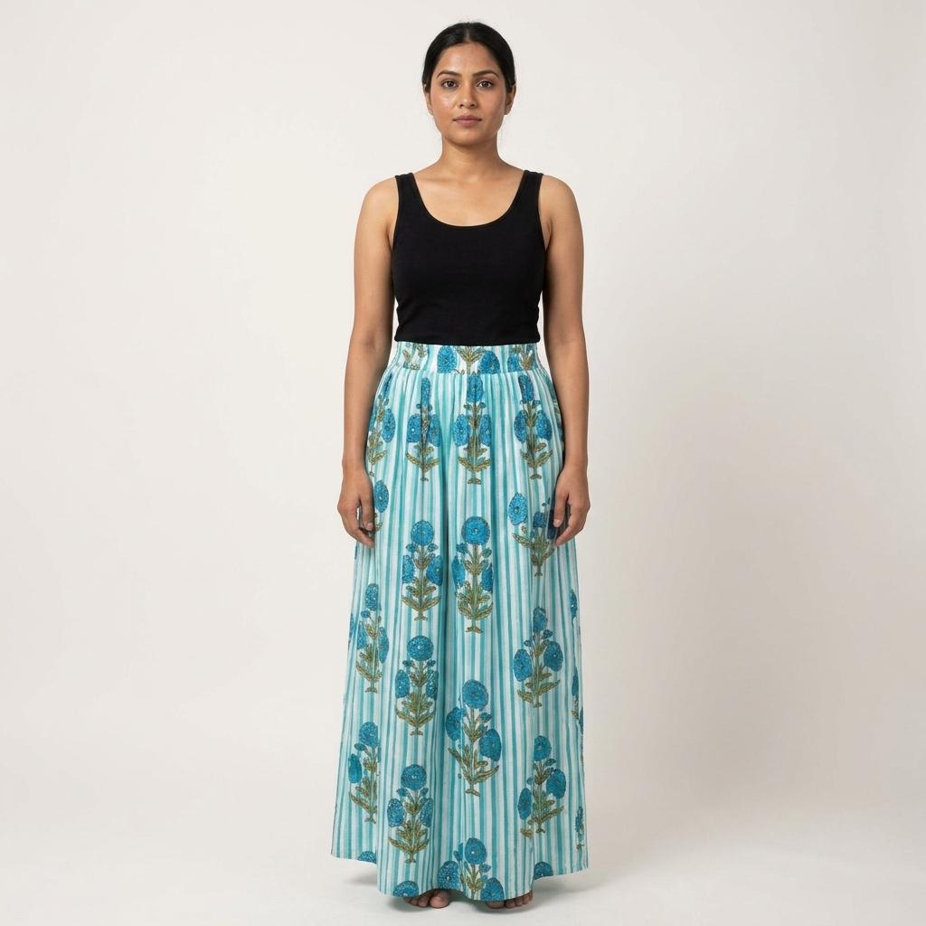 Maxi Skirt Floral Print Cotton