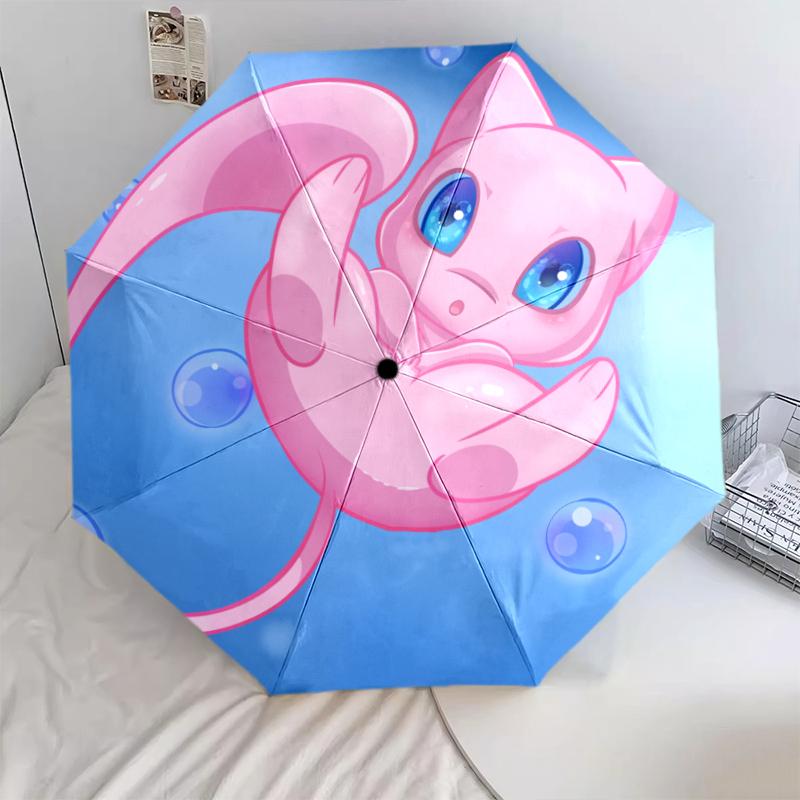 Mew Pattern, Automatic Folding Umbrella, Portable and Foldable Design, 8 Ribs, a Christmas or Birthday Gift.