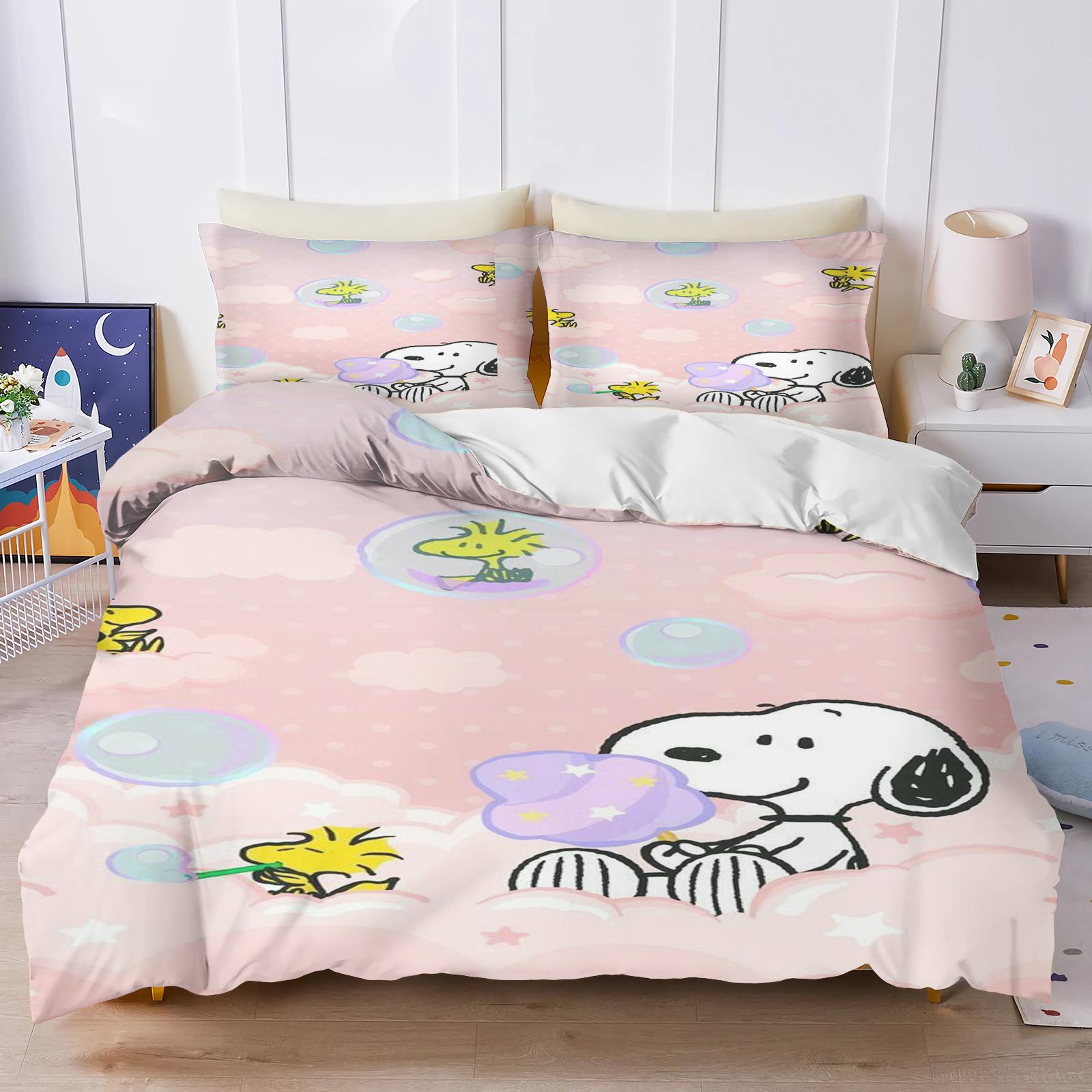 

Постельное белье Snoopy для пары Пододеяльник Размер Twin Комплекты 100% Полиэстер 3D Детский Комплект Постельного Белья 3-Piece 1 Пододеяльник EU Single(135*200cm)3pcs