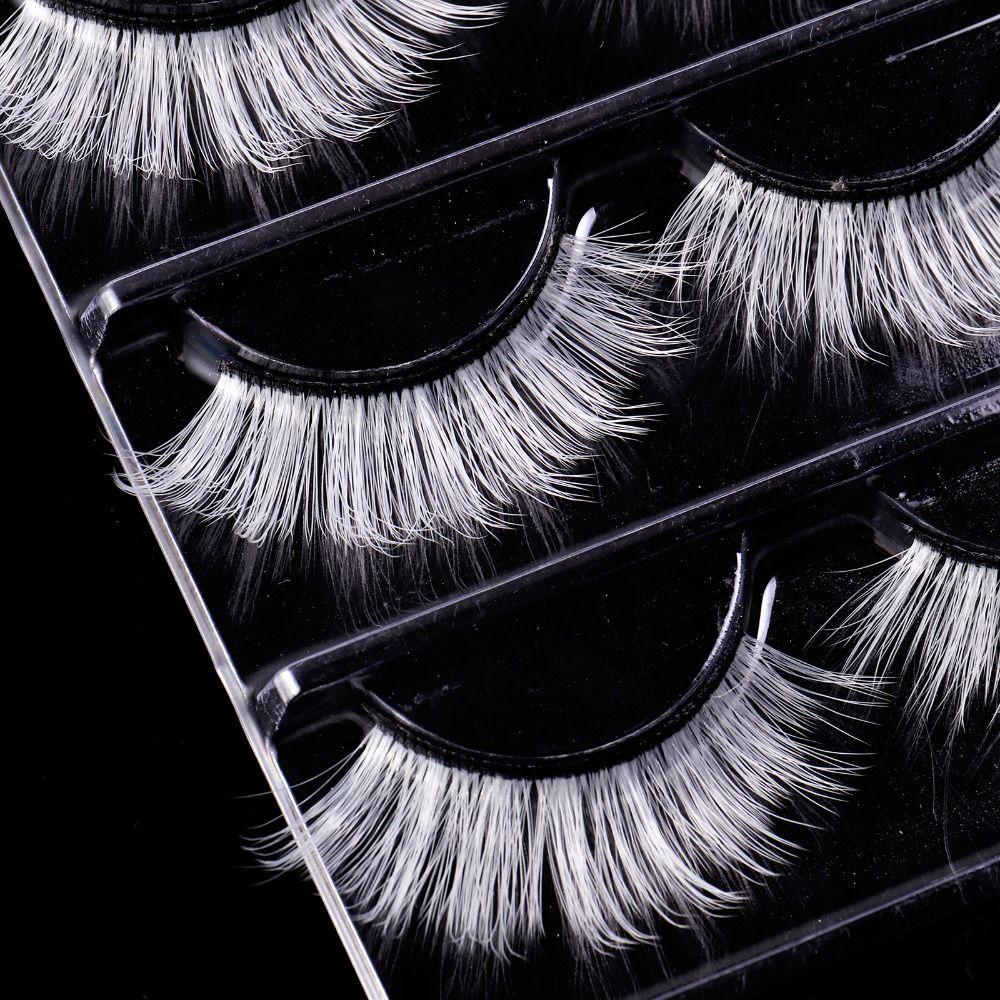 3 Pairs Manga Fluffy Faux Mink Eyelashes Natural Cosplay Eyelashes White False Eyelashes Women