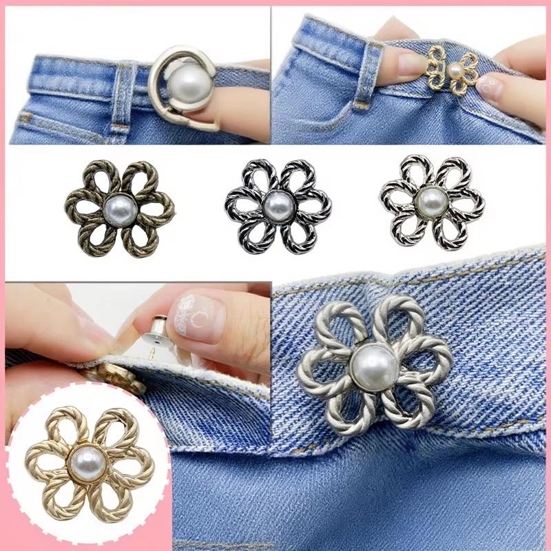The Flower Waist-cinching Button Is Detachable No Need for Drilling or SewingIt Can ReduceThe Waist Size It Is A Flat-bottomed Waist-cinching Wonder