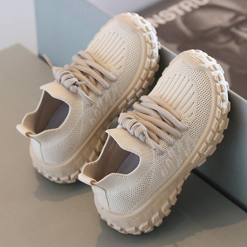 Children's Sports Shoes Breathable Mesh Shoes 2025 Spring and Autumn Boys' Casual Shoes Flying Woven Girls' Little White Shoes Soft-soled Baby Shoes