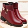 Winter Boots Genuine Leather Wedge Heels Women Snow Boots Famale Non-slip Warm Fur Ankle Boots Women's Casual Flat Shoes