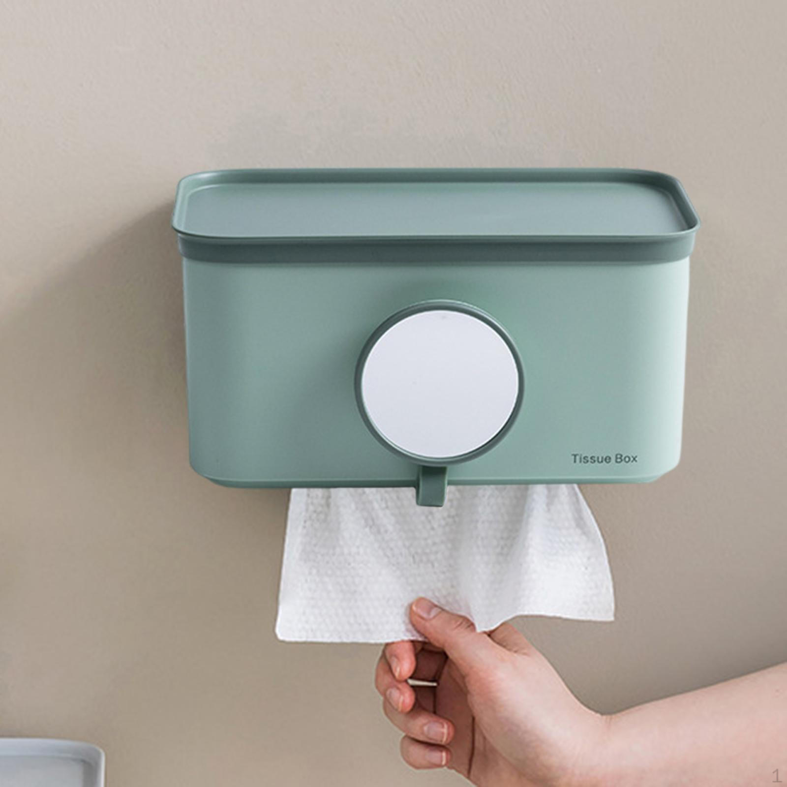 

Self Tissue Box Holder Cover, Wall Mount Napkin Organizer Light Green