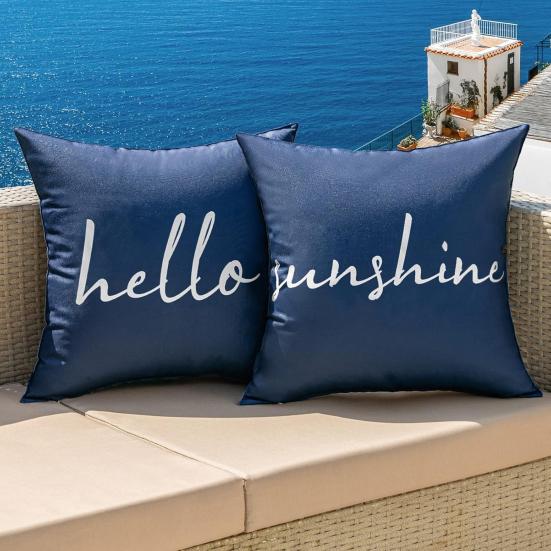 2Pcs Outdoor Cushion Covers Waterproof Throw Pillow Covers Decorative Square Pillowcases for Patio Garden Balcony Indoor Outdoor Use
