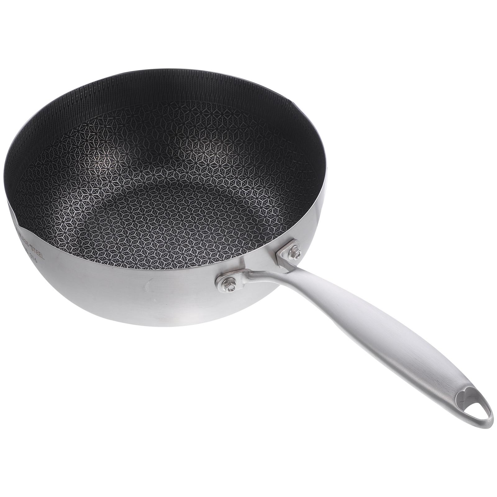 

1pc Stainless Steel Wok Honeycomb Nonstick Frying Pan 24cm Flat Bottom Deep Fry Pot for Eggs Hamburgers Home Kitchen Heat 40.00X18.00X8.50CM