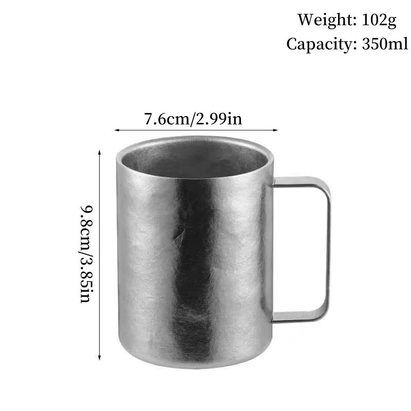 Outdoor Camping Pure Titanium Coffee Mug,With lid Double-layer Multicolored Handle Breakfast Mule Beer 350 ml Juice Cup,Tumbler