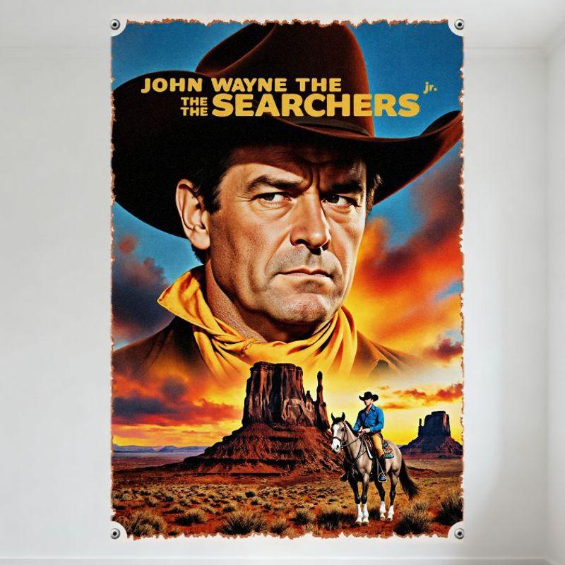 

The Searchers Vintage Movie Poster Metal Tin Sign - John Wayne Western Cowboy Art Wall Decor for Bar Man Cave Home Club Cafe Dec 20x30cm（7.8x11.8inch）