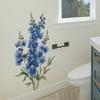 2 Pcs Watercolour Blue Flowers Bathroom Toilet Home Background Beautification Decoration Wall Stickers