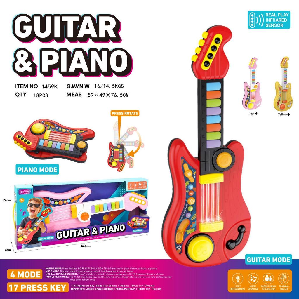 1Pc Children's Electric Music Guitar Toys, Electronic Organ Foldable Creative Bass Musical Instrument