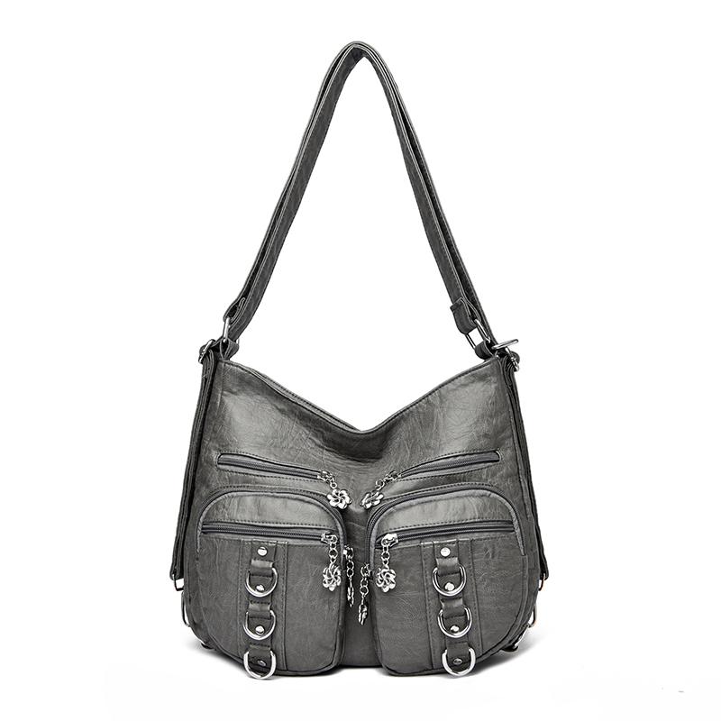 Casual Ladies Hand Bags Designer Luxury Multifunction Handbags Large Capacity Tote Bag Soft Leather Shoulder Bags for Women Sac