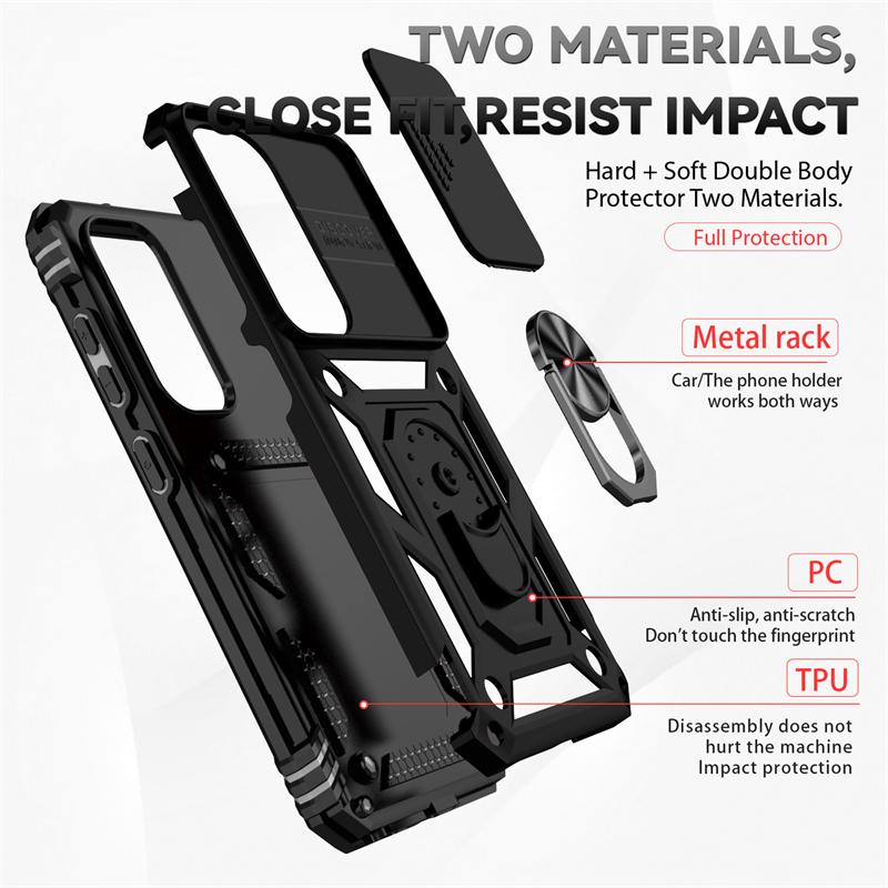 For Samsung Galaxy S23 FE Case Cover Samsung S23 FE Capas Phone Bumper Armor Slide Camera Lens Ring Holder Fundas Samsung S23 FE