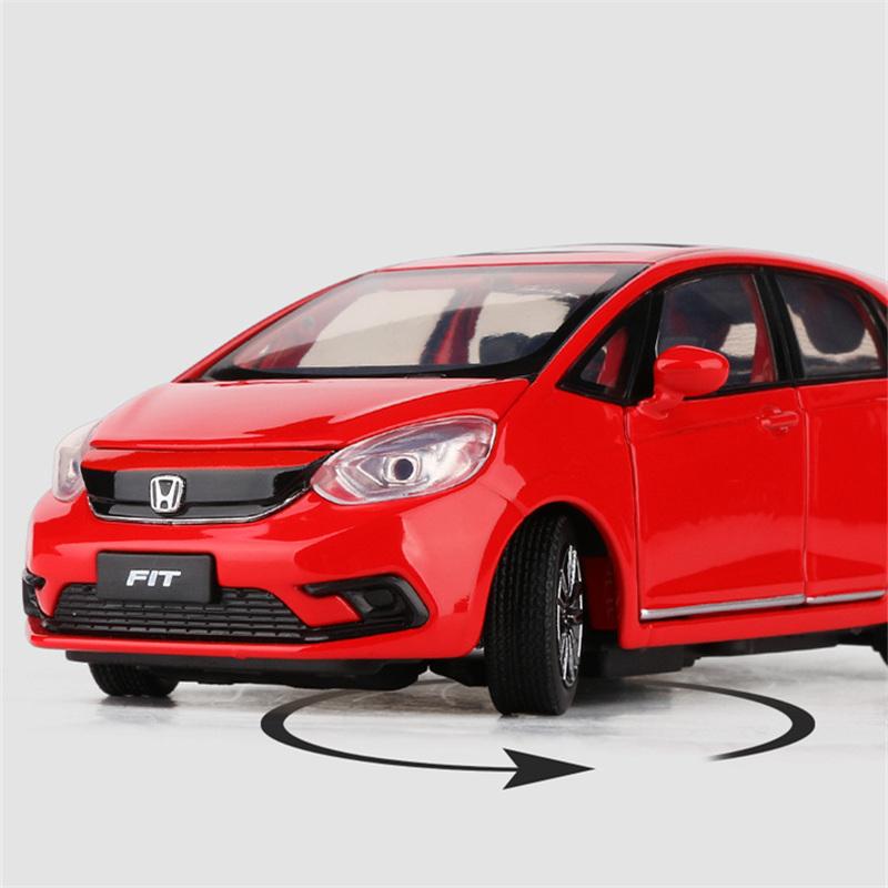 1/32 HONDA Fit GK5 Alloy Car Model Diecast Metal Toy Vehicles Car Model High Simulation Sound and Light Collection Children Gift
