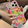 Colorful Plaid 3D Floral Hard Phone Case IPhone 15 16 17 Pro Max Womens Minimalist PC Cover