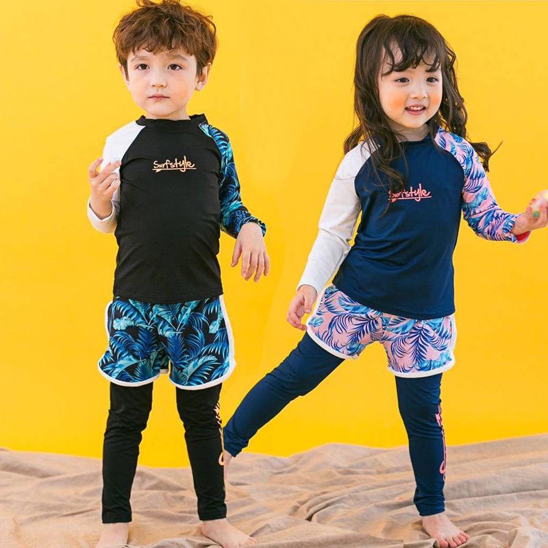 Kids' Three-Piece Sun-Protective Swimsuit: Long Sleeve, Long Pants, Quick-Dry, Warm Swimwear for Boys and Girls