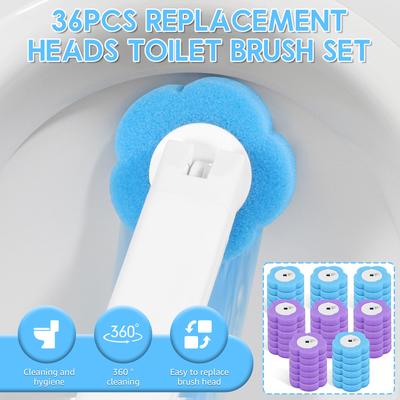 36/48Pcs Disposable Toilet Brush Kit Bathroom Long Handle Cleaning Tool with Replaceable Brush Head Bathroom Accessories