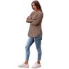 Women S Loose Round Neck Long Sleeve Top With Curved Hem