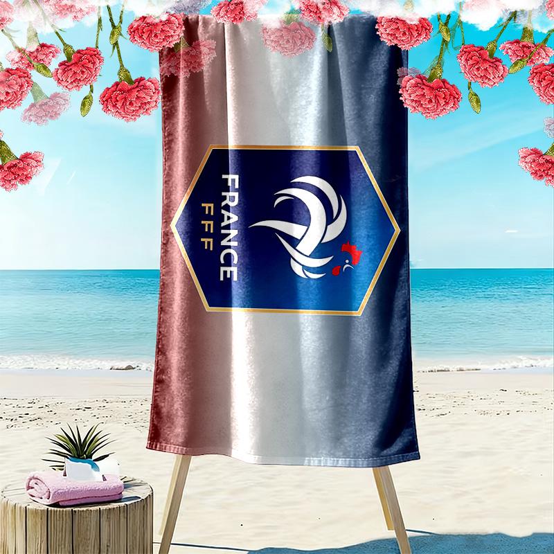 France National Football Team Print Beach Towel, Large Soft Quick Dry Towel for Beach Camping Swimming