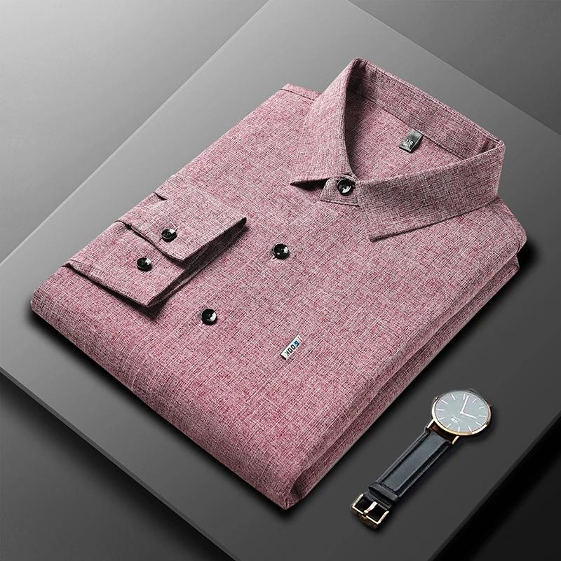 Nowa Męska Koszula Biznesowa Casual z Długim Rękawem z Nadrukiem Odporna na Gniecenie Nie Wymaga Prasowania Wygodna Na Cały Sezon Wszechstronny Top