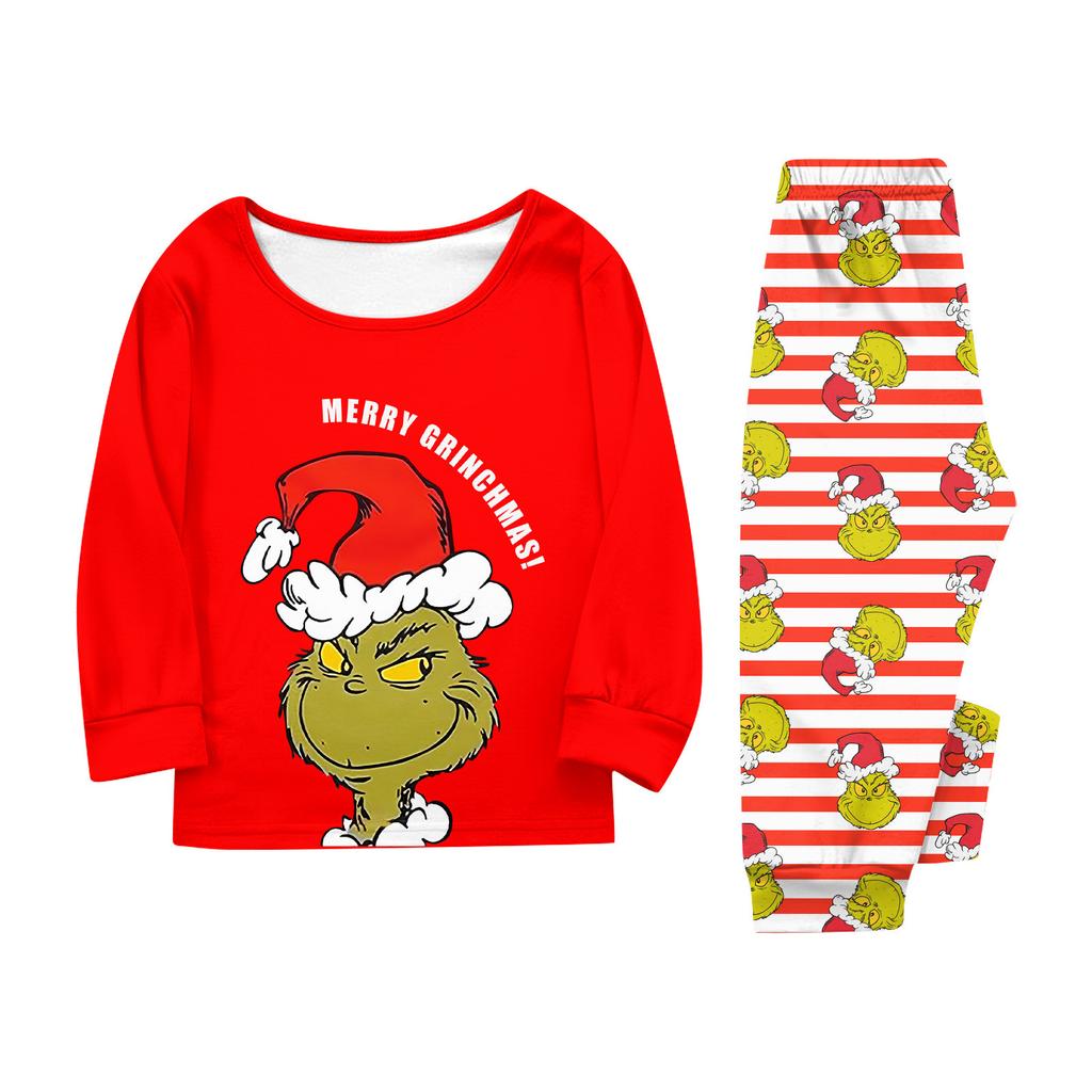 Print Cute Family Set Pajamas, Home Clothes, Family Set Long Sleeve Top Pants Set