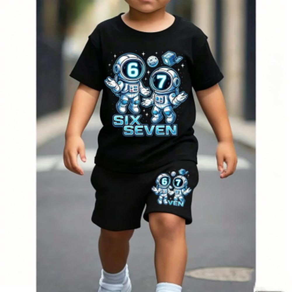 

Men s 67 Astronaut Printed 15 Colors Men s T-shirt and Shorts 2 Piece Set Summer Home Outdoor Casual Outfit Men s and Women s Sports Set XXS