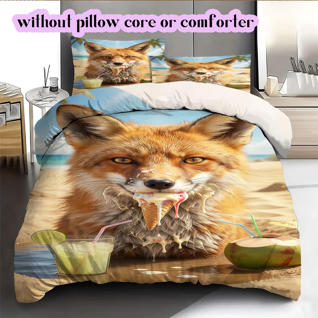 Animal Beach Vacation Pattern Bedding,Quilt Set Quilt Cover Pillowcase Home Birthday Gift (1*duvet cover+2*pillowcase,without core)