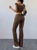 Women Y2K Solid Color Crop Top Long Pants Set Slim Sexy Casual Sportswear Summer
