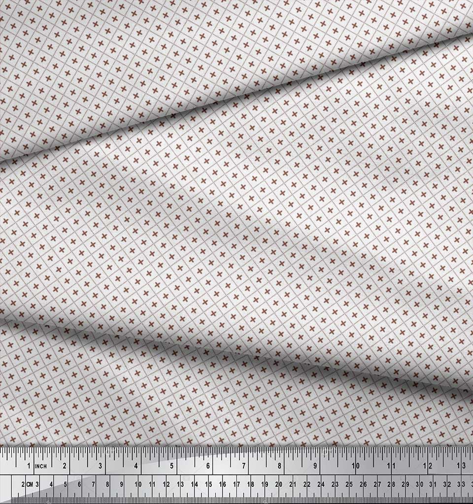 Soimoi Japan Crepe Satin Fabric Check Shirting Print Fabric by Metre 42 Inch