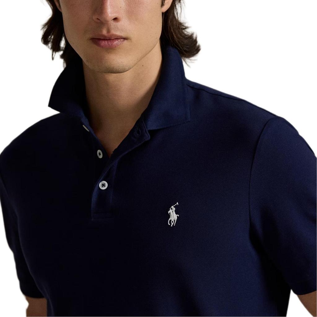 Polo Ralph Lauren Custom Slim Fit Brand Logo Embroidered Short Sleeve Polo Shirt Men Polo Shirts Navy 710941439-003