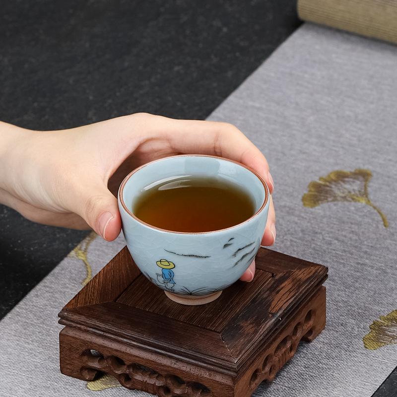 Antique fragrant cup hand-painted teacup single ceramic tea cup home master cup kung fu only tea set single cup tea cup