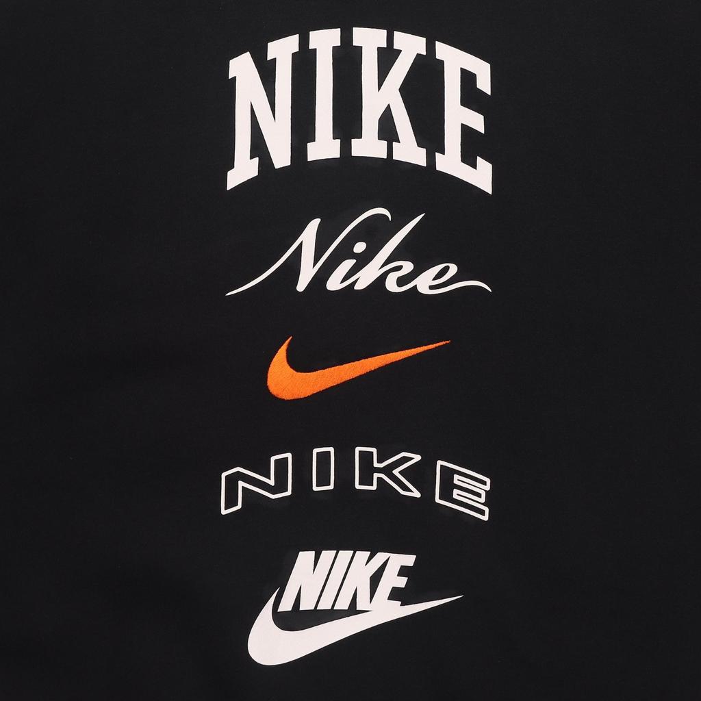 Nike Top a Maniche Lunghe in Pile Girocollo con Stampa di Lettere Comodo Pantalone con Coulisse a Vita Media Set Felpa con Cappuccio Set Unisex Nero CK6366-010+FN2611-010