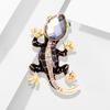 ØGLE BROSJE Nål Salamander Svart Rhinestone Emalje Kostymesmykker